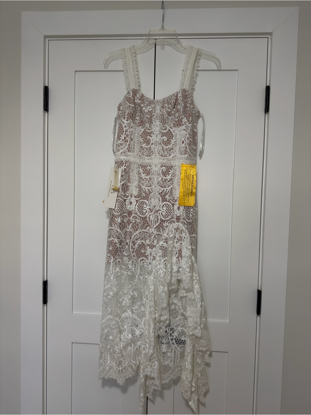 Bronx and Banco White Lace Midi Dress